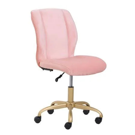 Office Chair Plush Velvet Pearl Blush