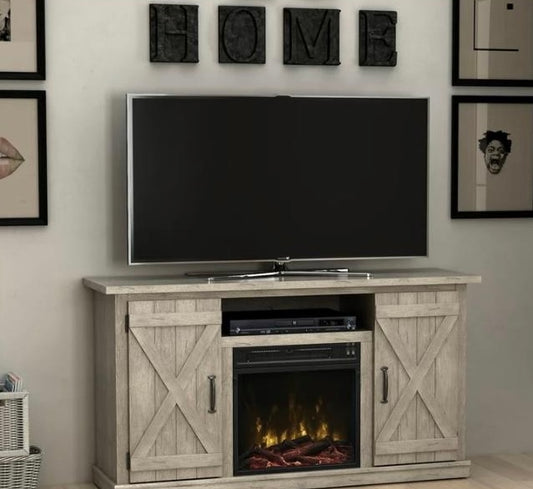 Twin Star Home Barn Door TV Stand W/ Fireplace